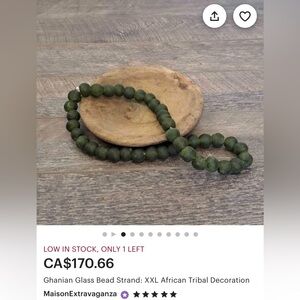 $192.85 Vintage 15” XXL Ghanian Glass Bead StrandAfrican Tribal Decoration